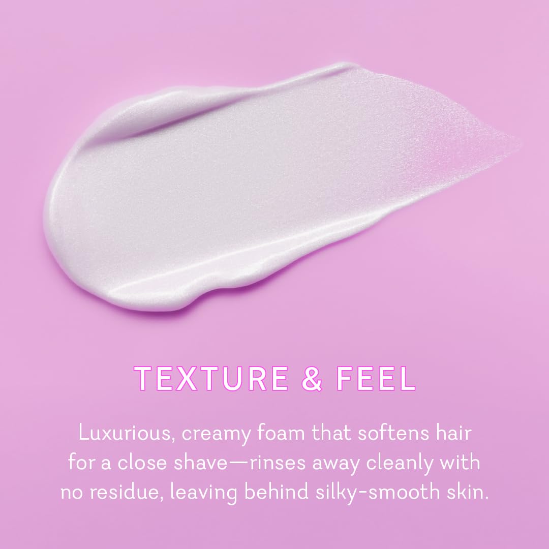 Back label of Pure Romance Vuluxe women's shave cream detailing directions and sulfate-free features.
