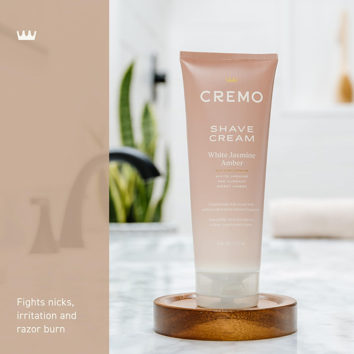 Back label of Cremo women's moisturizing shave cream with directions