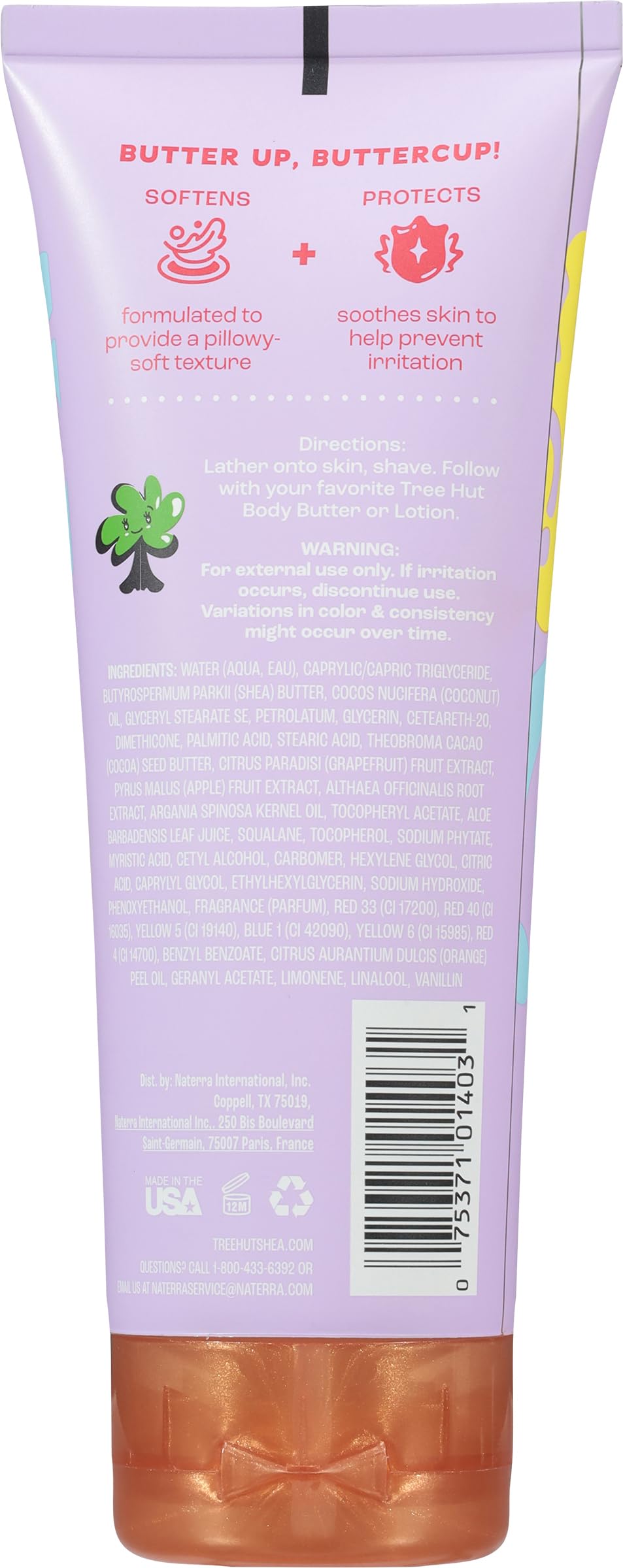 Tree Hut non foaming shaving cream formula texture close up displaying its thick pillowy whipped consistency.