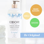 Coochy water based aftershave skin protection bottle showcasing the secure dispensing cap
