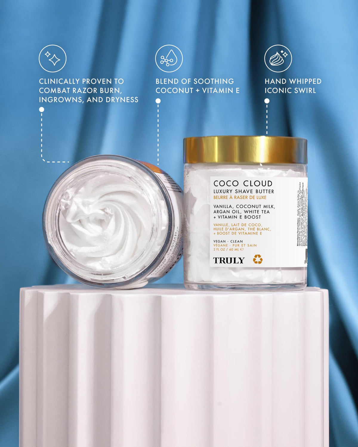 Truly Coco Cloud whipped shave formula close up texture view