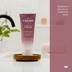 Cremo moisturizing shaving cream for sensitive skin showing the back information label