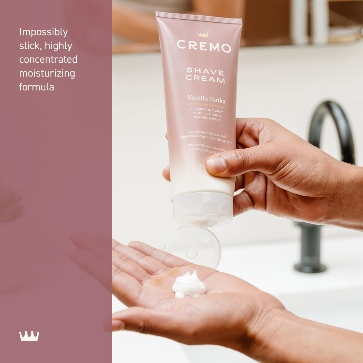 Cremo women personal care imported shaving cream tube detailing the ninety day supply feature