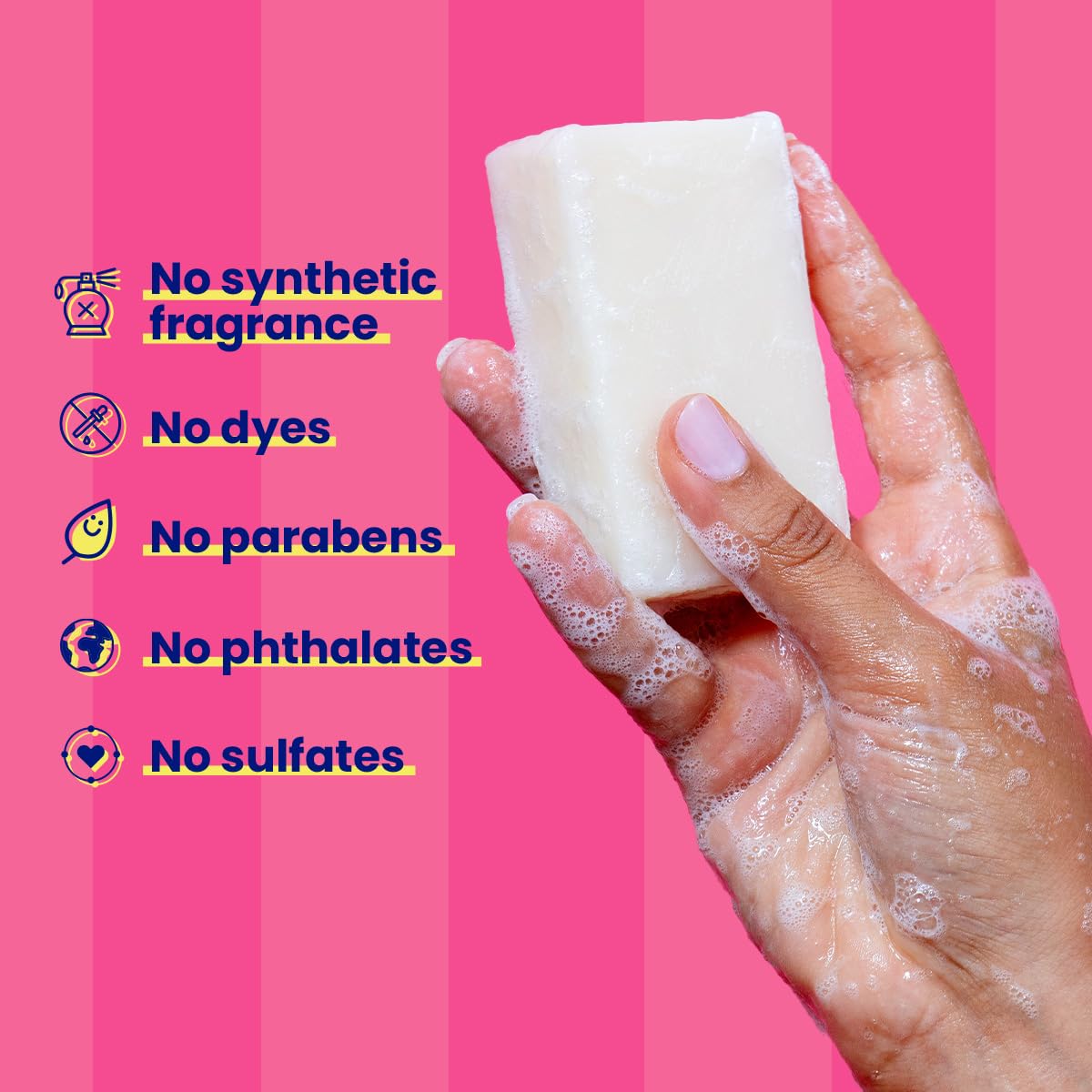 Megababe clean beauty personal care shaving bar highlighting rich lather ingredients