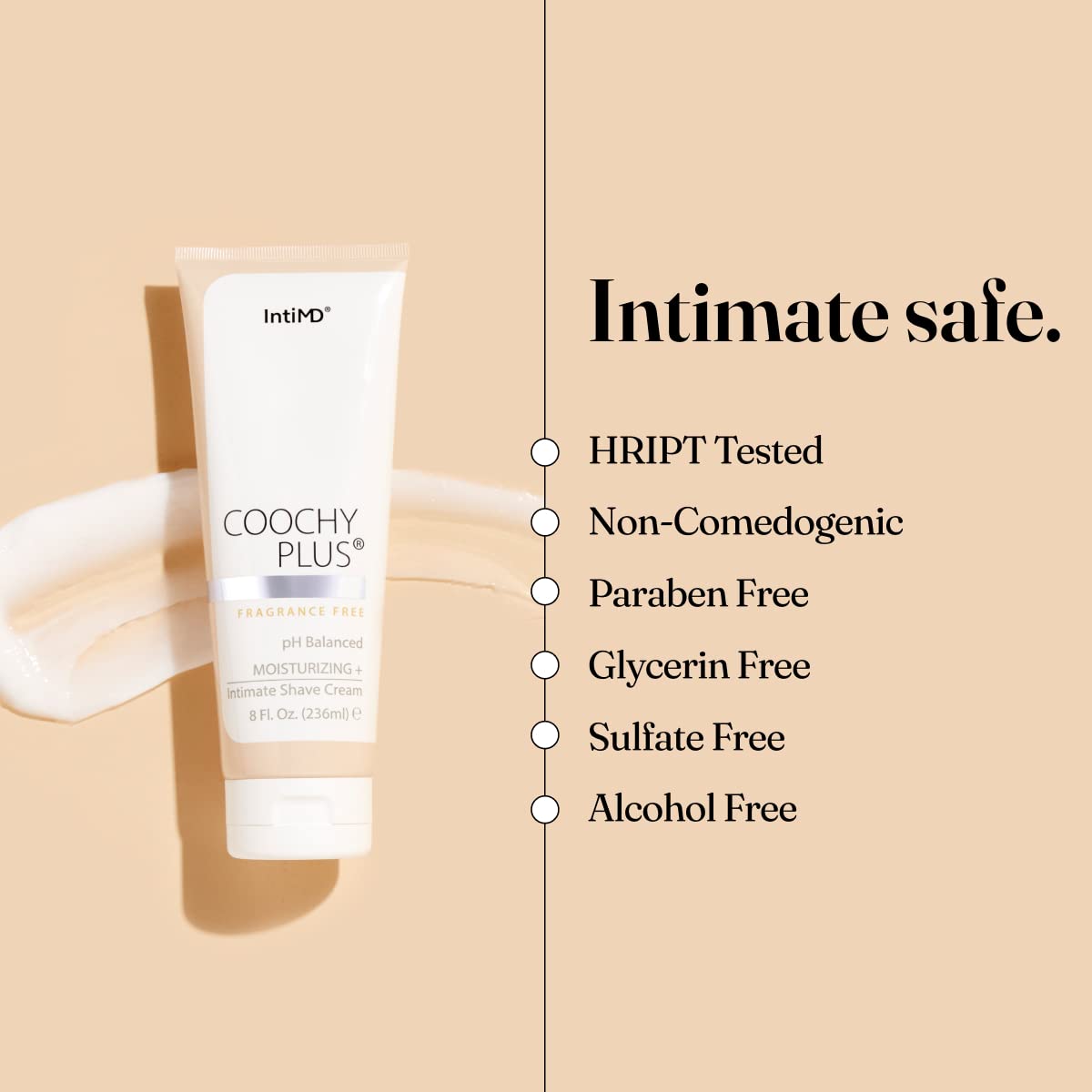 Texture shot of the white fragrance free intimate shaving cream for sensitive skin