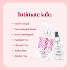 Close up of IntiMD Coochy Plus Sweet Bliss packaging text emphasizing razor burn prevention