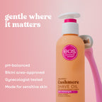 Eos Cashmere Shave Oil Pink Champagne bottle side profile