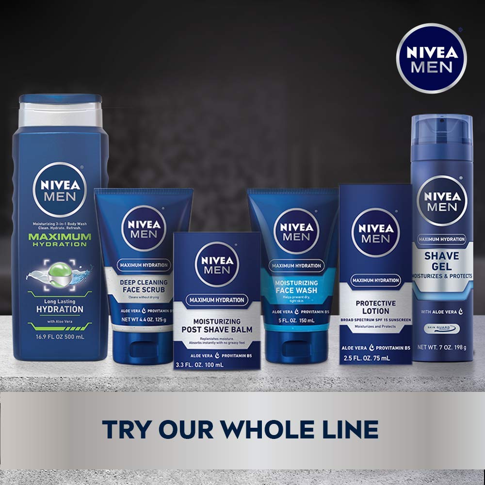 Authentic Nivea Men post shave balm with aloe vera and provitamin b5 back label
