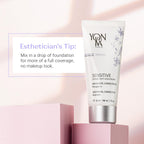 Yonka sensitive skin cream green tint close up application demonstration