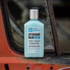 Duke Cannon Supply Company alcohol free post shave balm packaging showing cooling menthol ingredients.
