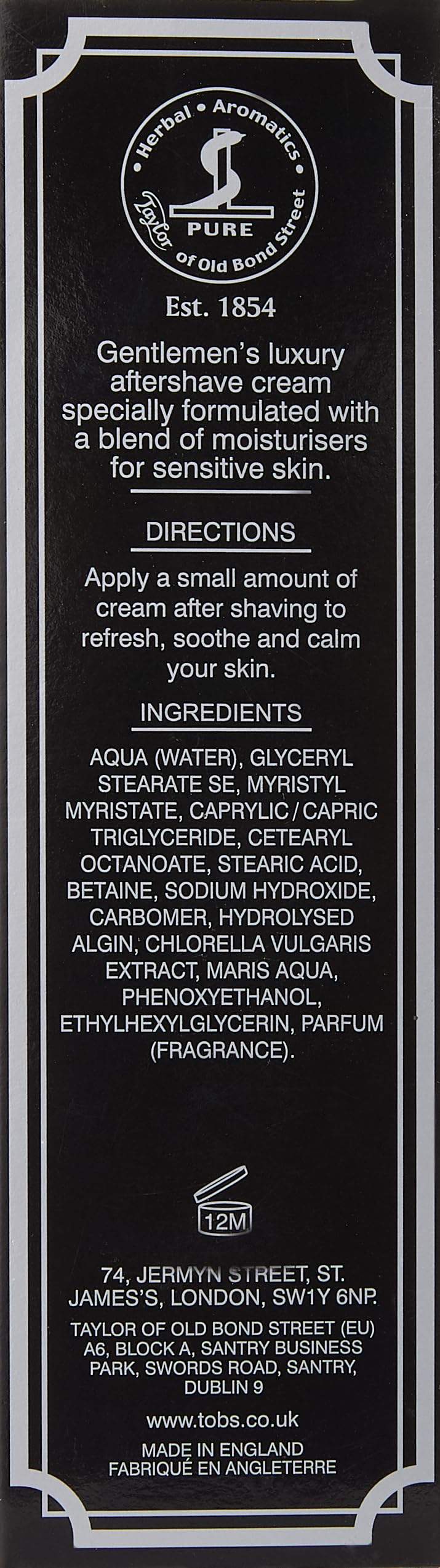 Premium British men grooming post shave balm tube cap open texture view