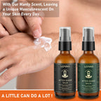 Two sixty milliliter bottles of LEPONIX luxury men grooming lotion display.