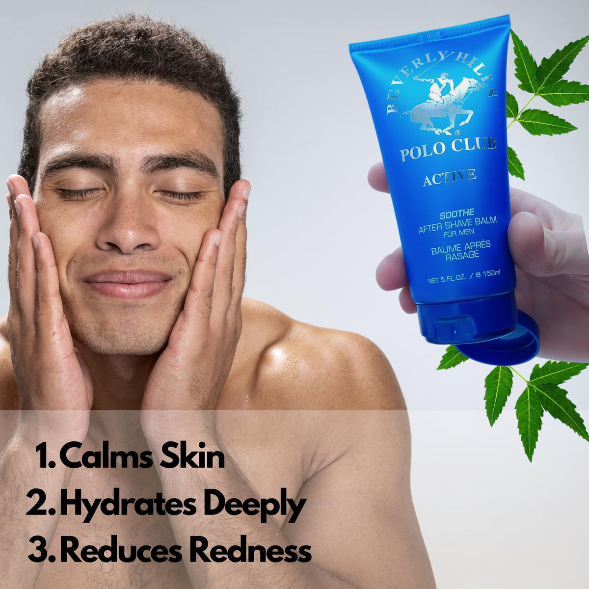 Premium Beverly Hills Polo Club men grooming aftershave cream for soothing razor burn and redness