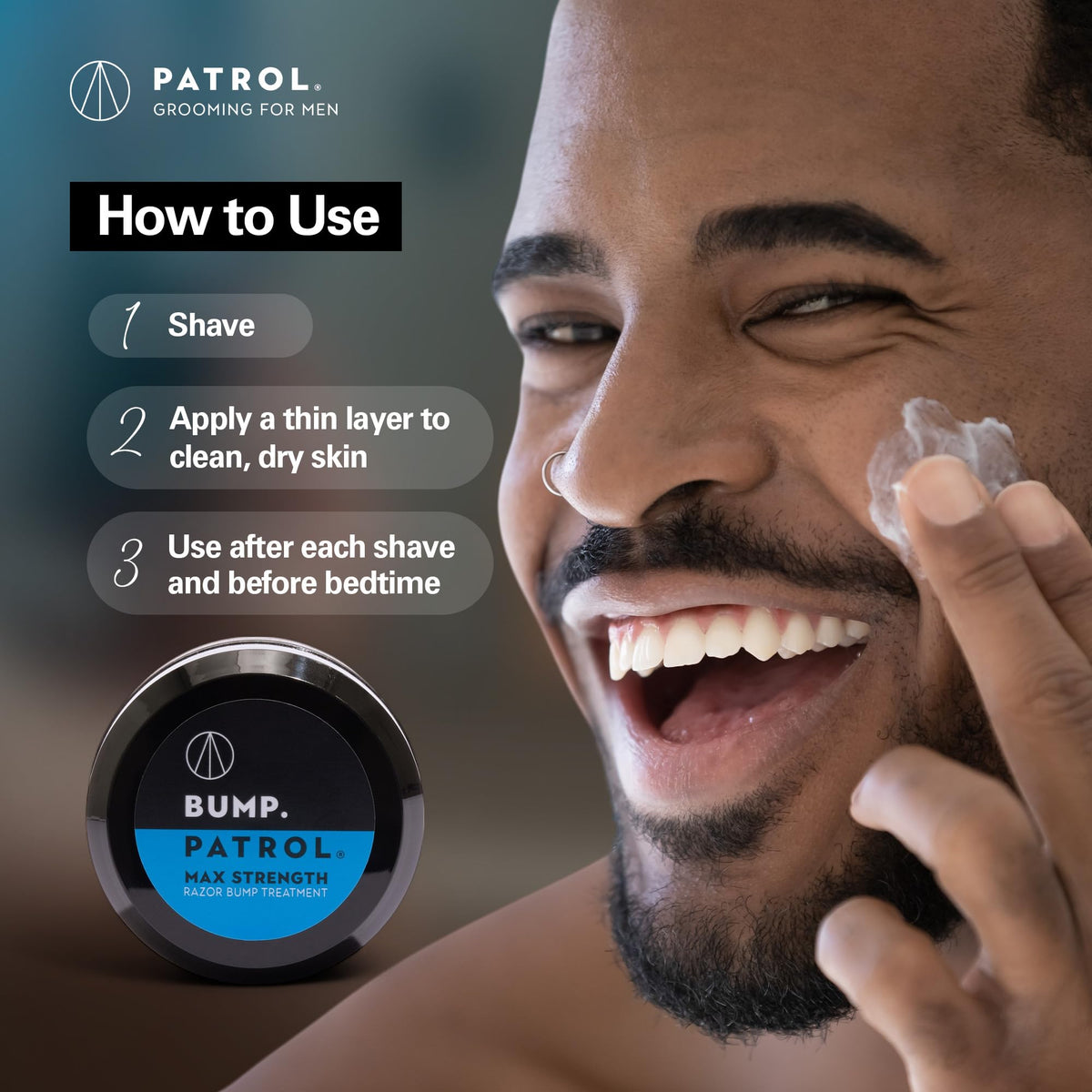 Dermatologist approved razor bump cream by Bump Patrol close up