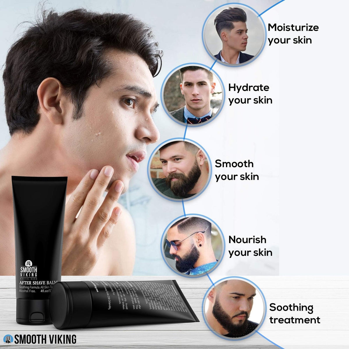 Smooth Viking spiced black pepper post shave balm for men