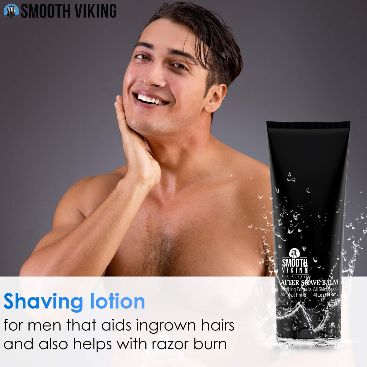 Smooth Viking hydrating men's after shave lotion close up texture