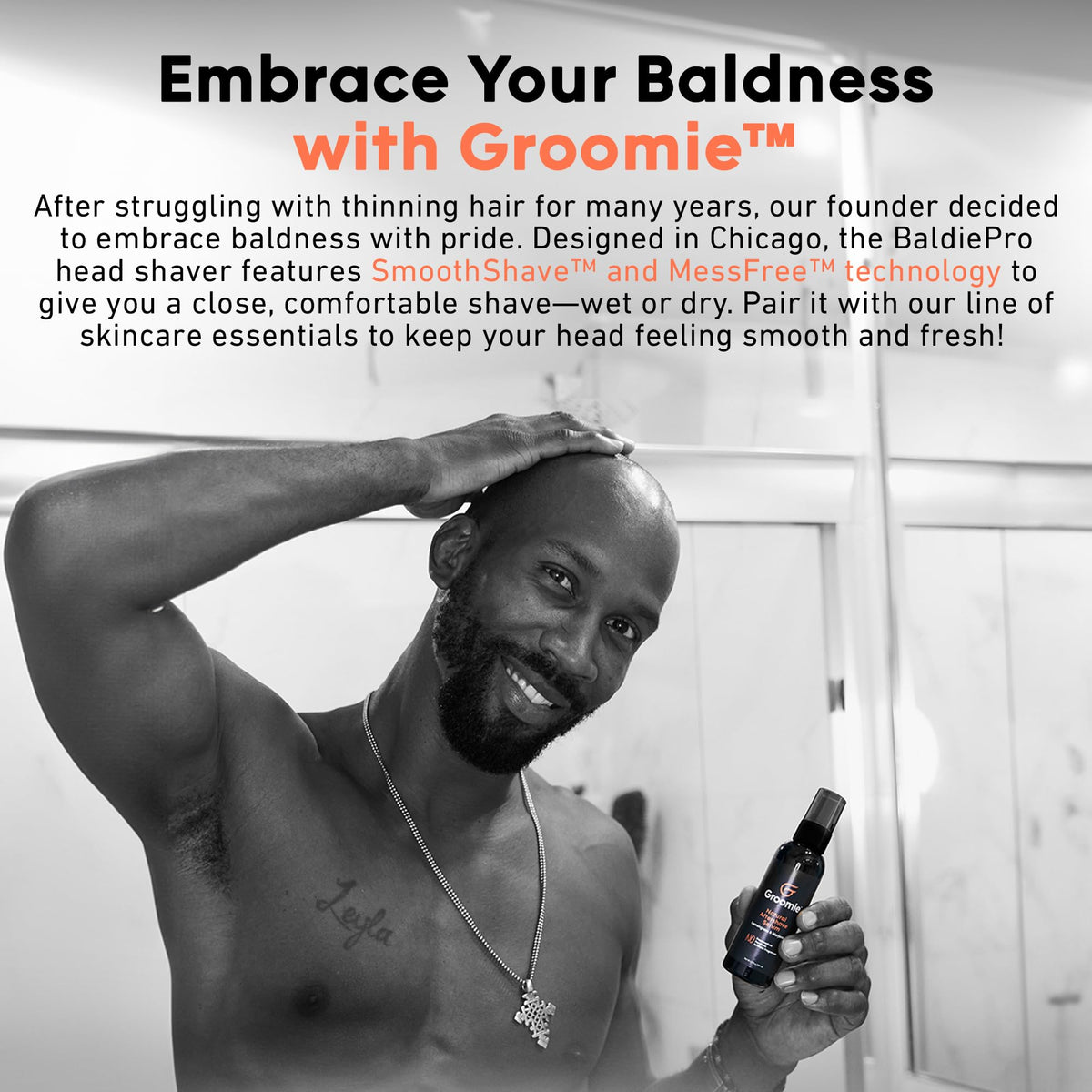 Authentic USA imported Groomie natural aftershave serum for soothing razor bumps and burns.
