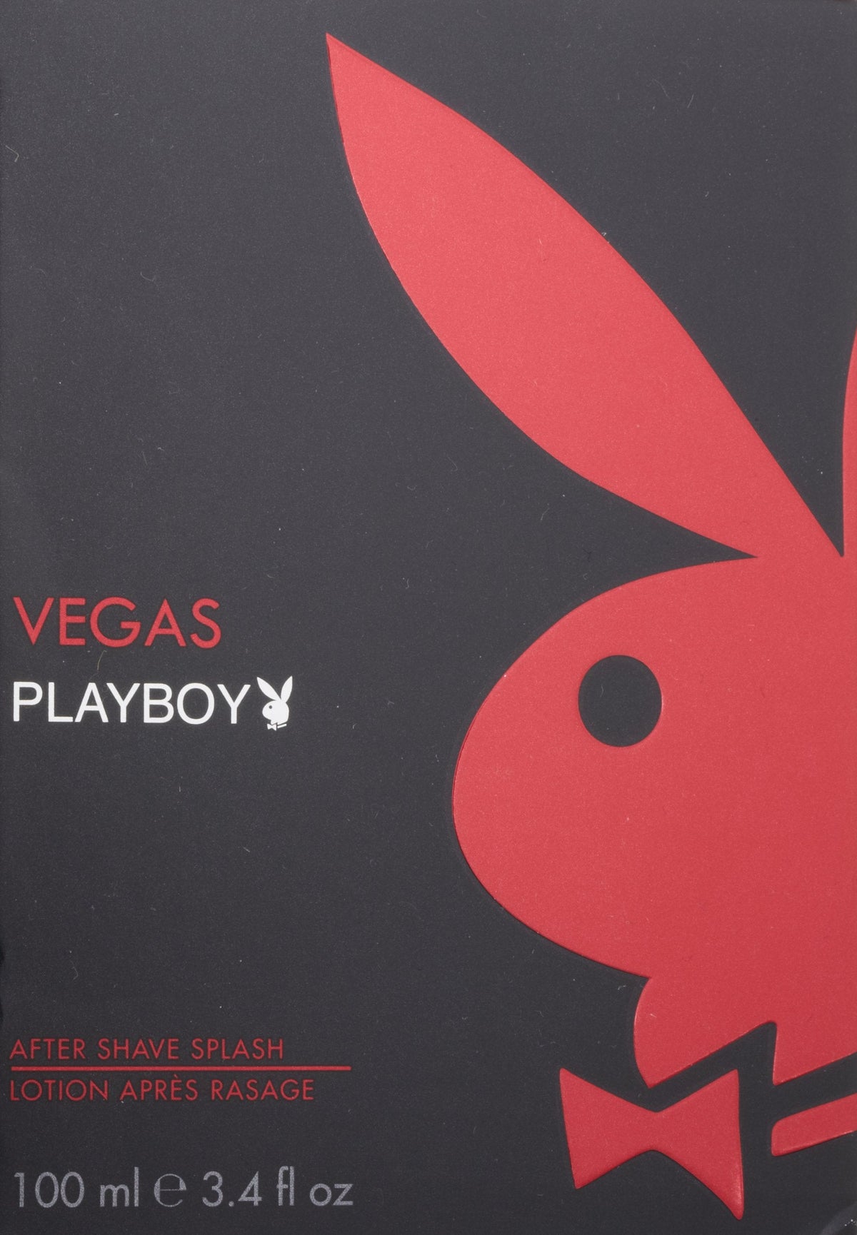 Playboy Vegas aftershave lotion for men showing the product packaging