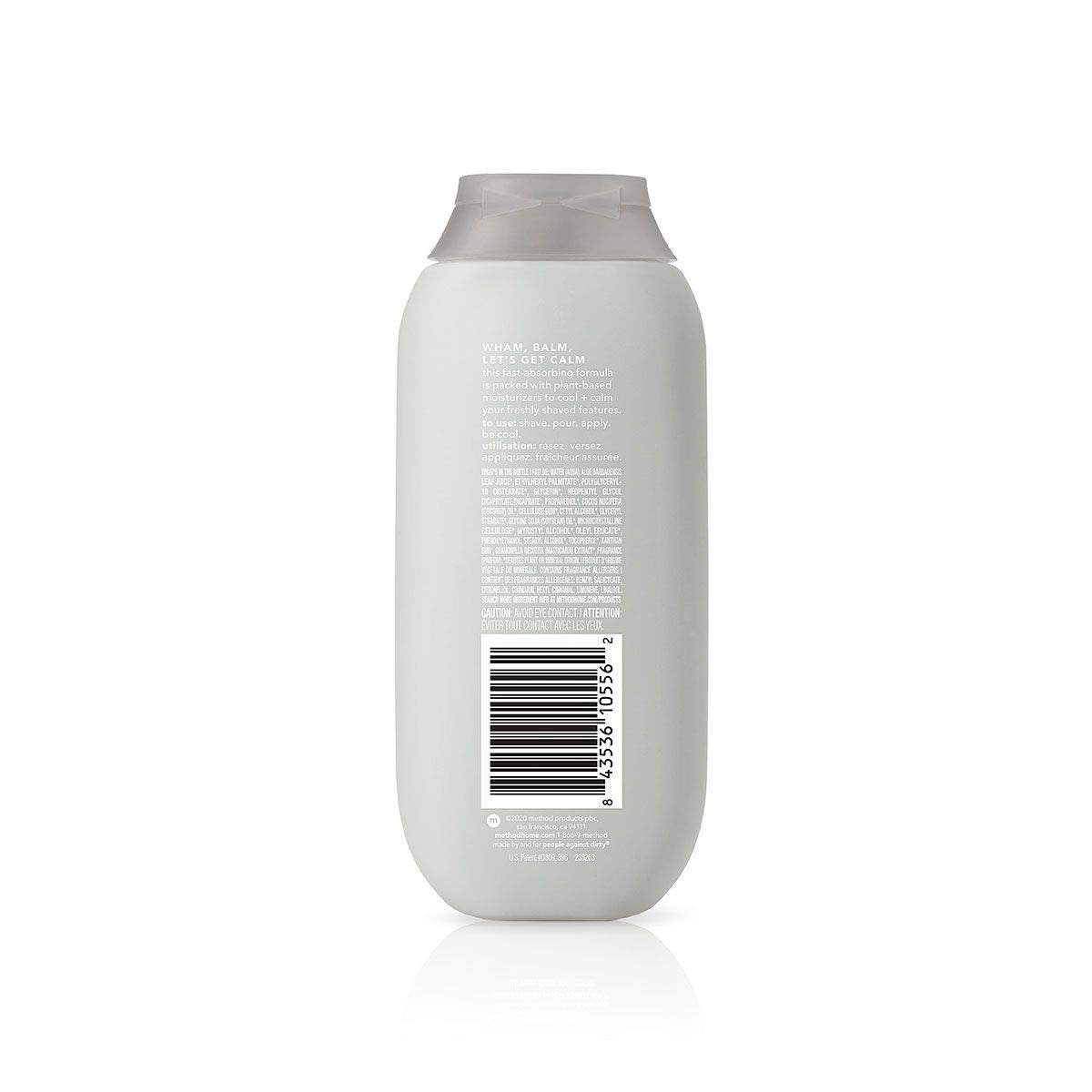 Method Men post shave balm bottles showing aloe vera and chamomile ingredients