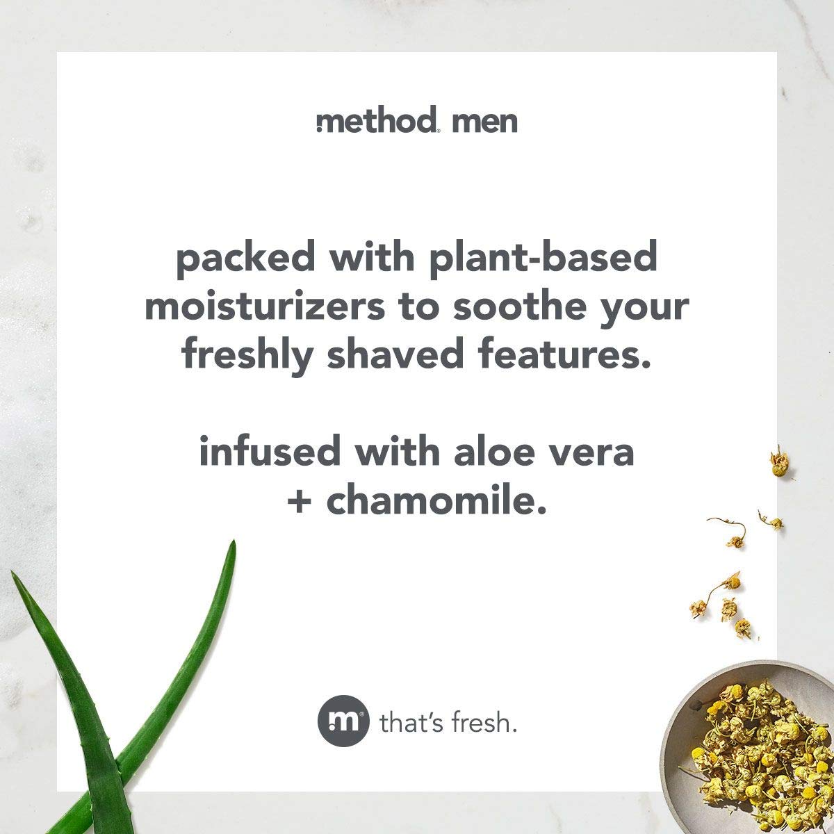 Method Men cooling and hydrating post shave balm close up label