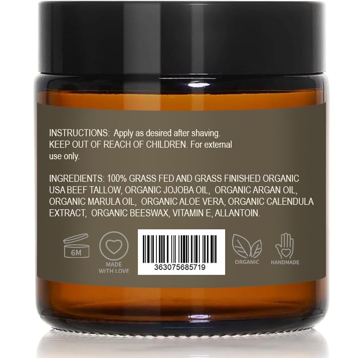 Sonora Supply Co. grass fed tallow post shave balm for soothing razor burn and sensitive skin hydration.