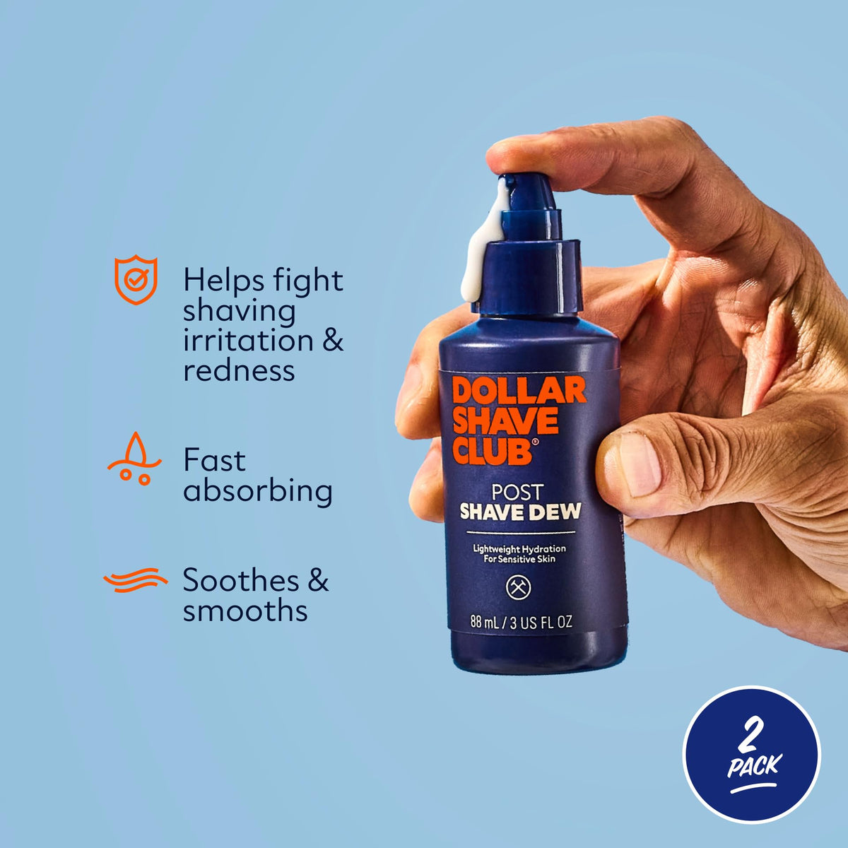 Two pack Dollar Shave Club post shave serum bottles