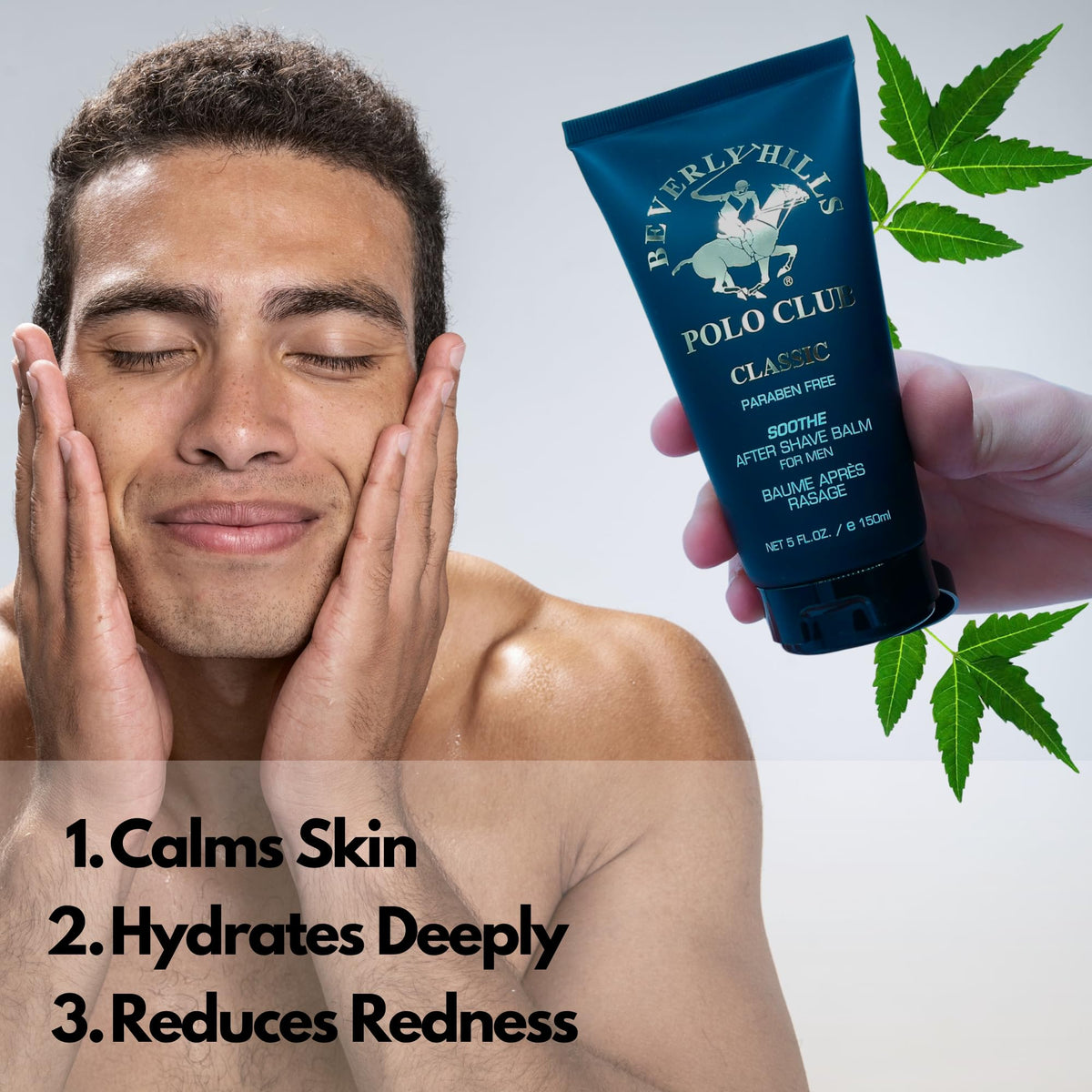 Beverly Hills Polo Club musk and woody post shave balm for sensitive skin relief