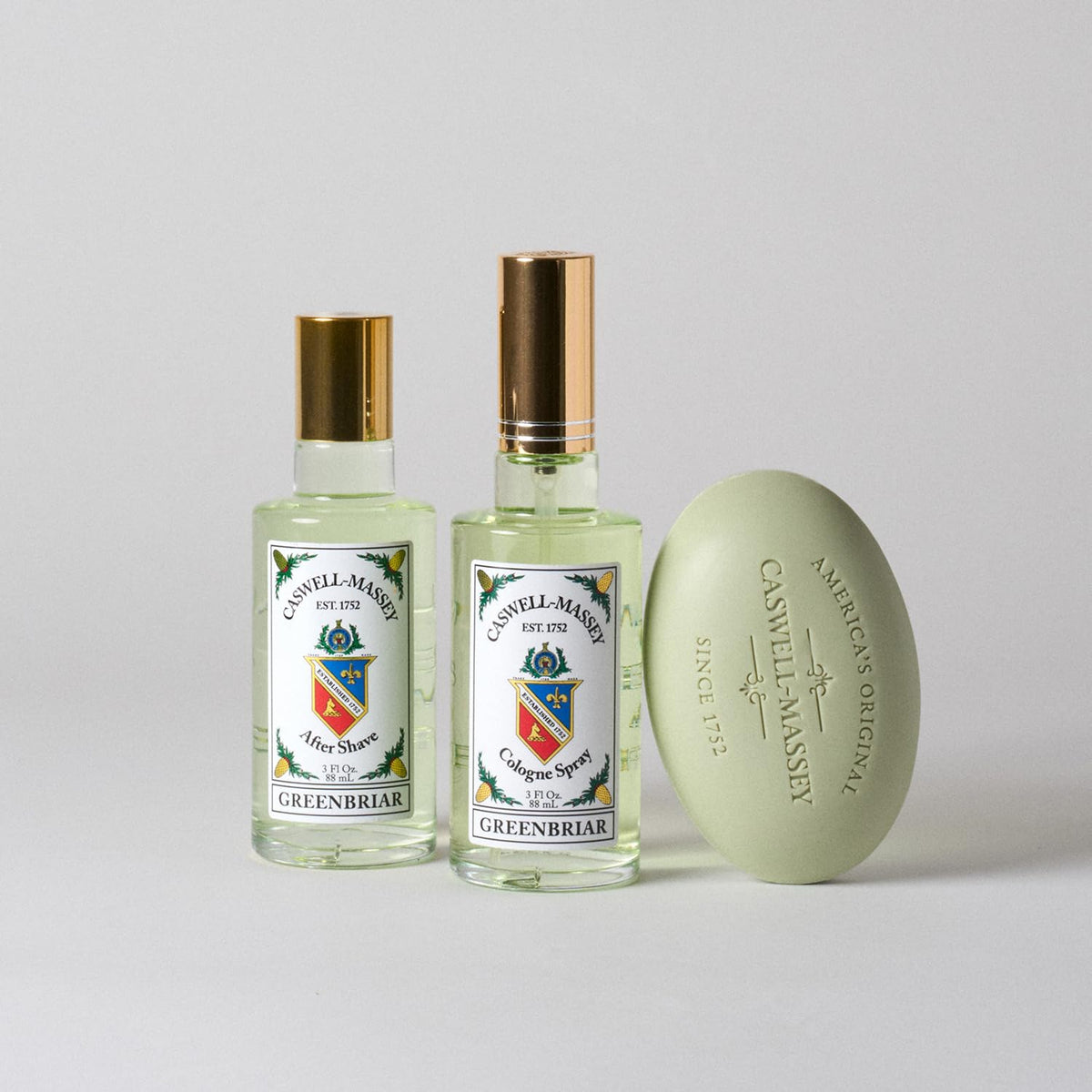 Caswell-Massey Jockey Club Aftershave showing the texture and premium clear bottle design.