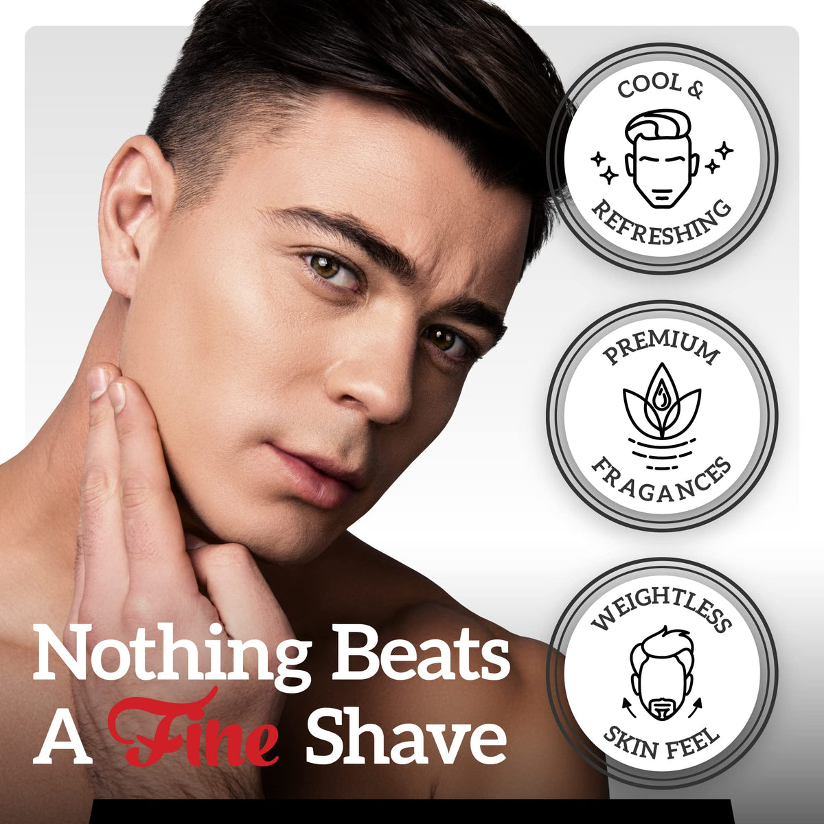 Fine Accoutrements men's premium aftershave bottle showing the minimalist liquid formula