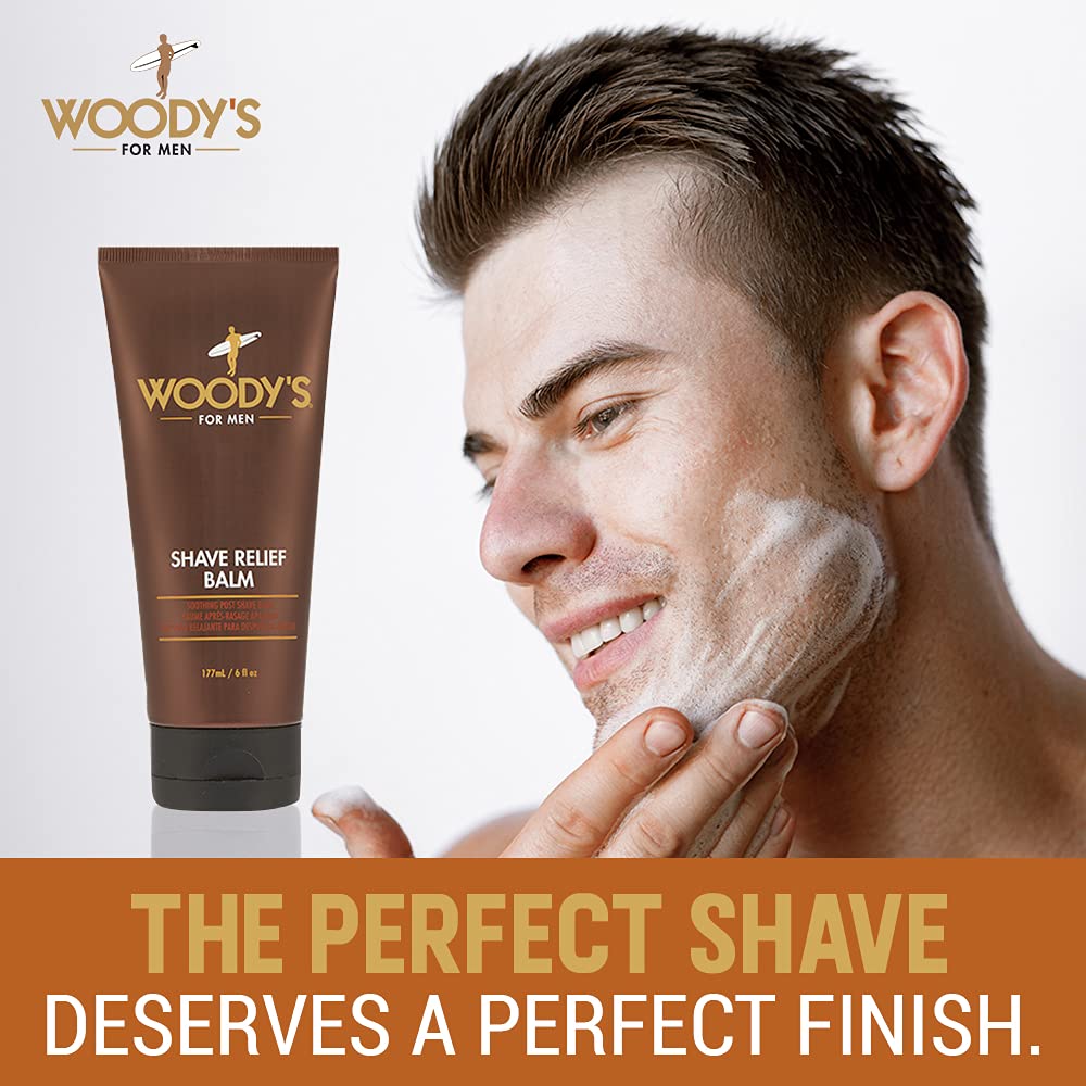Woody's aftershave lotion for men showing the authentic USA imported packaging details.