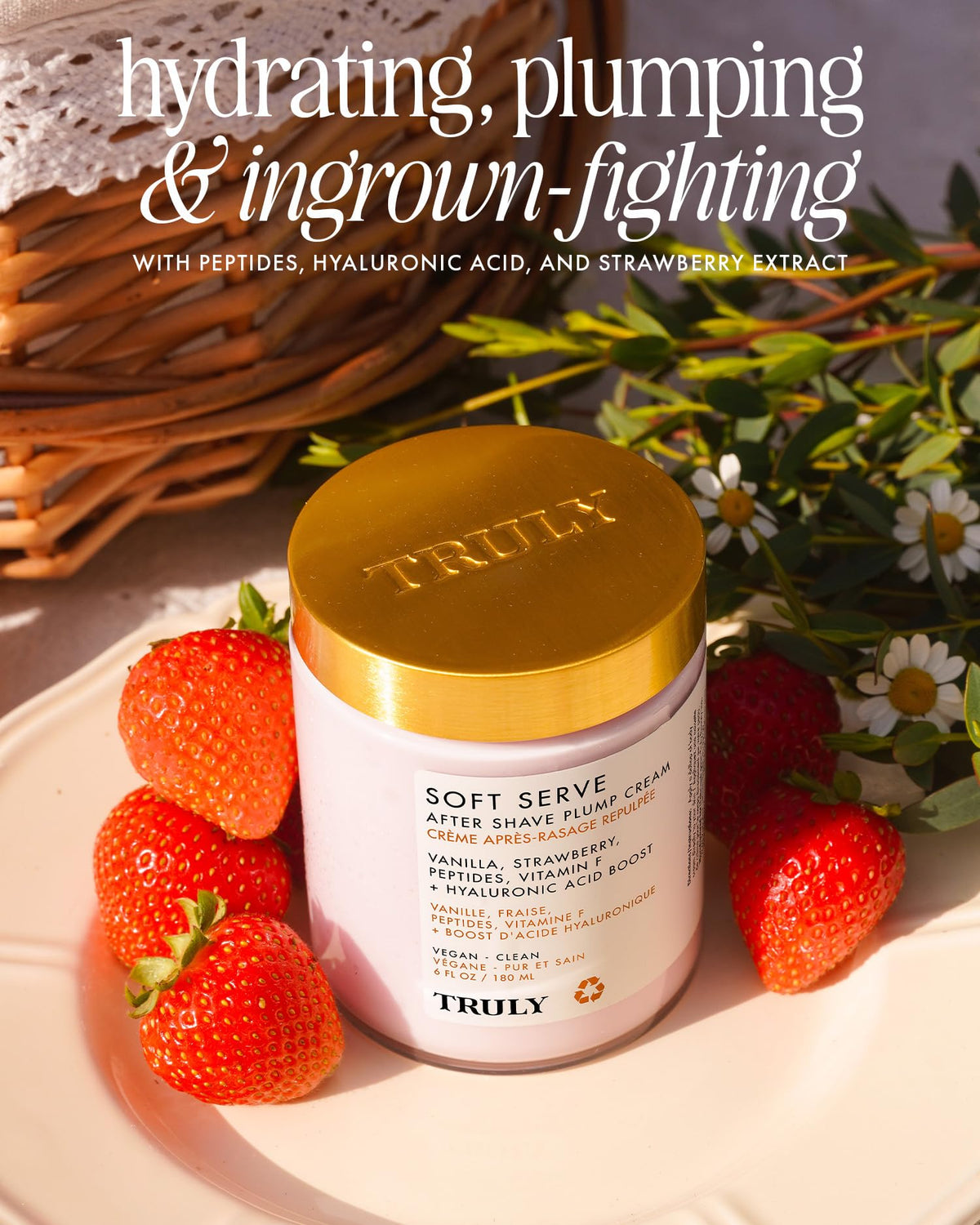 Truly Beauty Soft Serve After Shave Cream being scooped out showing its thick rich texture