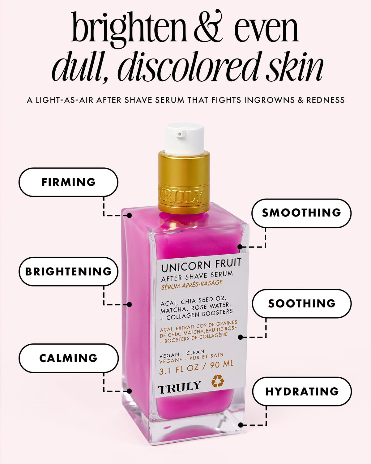 Truly Luxury post shave treatment bottle showing pump dispenser for ingrown hair prevention