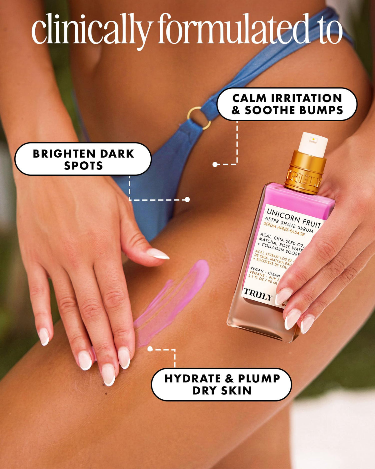 Authentic USA imported Truly brand Unicorn Fruit soothing serum for sensitive skin after shaving