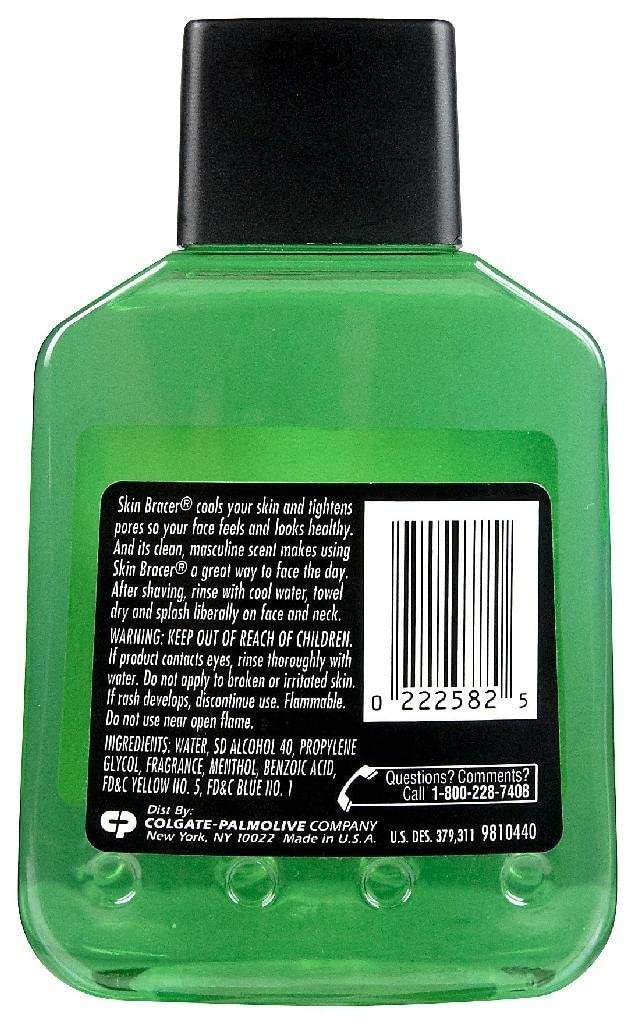 Two bottles of Mennen Skin Bracer Afta classic cooling aftershave formula showing packaging and fluid details