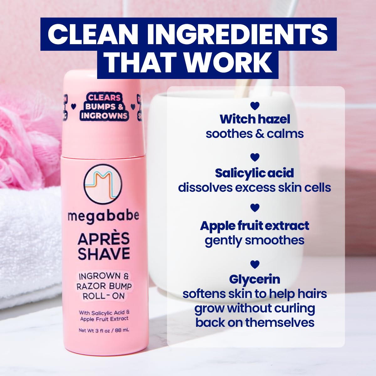 Megababe Après Shave exfoliating toner liquid roll on for bikini line