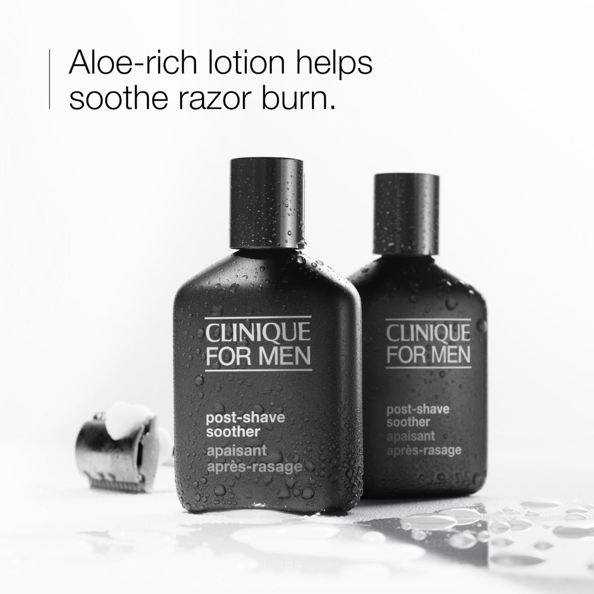 Clinique aftershave lotion for men with aloe vera showing premium black packaging