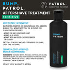 Bump Patrol sensitive after shave solution packaging details for ingrown hair treatment.