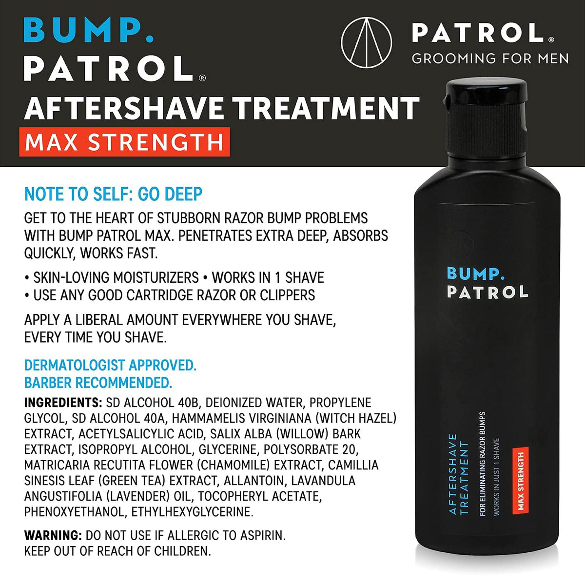 Authentic Bump Patrol intensive aftershave serum bottle for preventing ingrown hairs