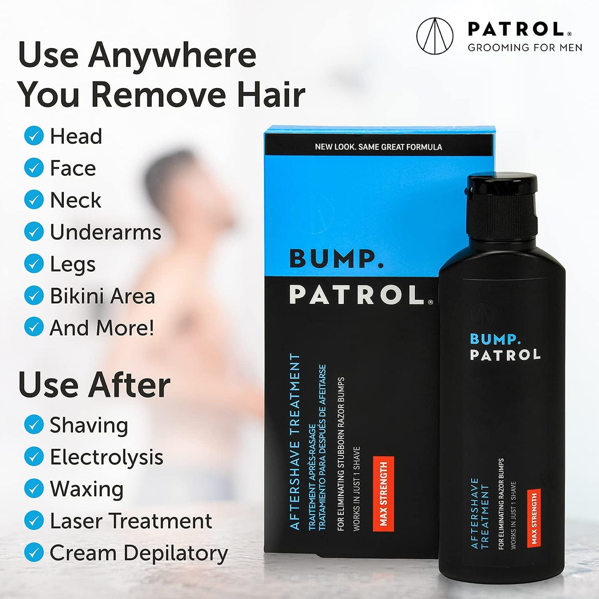 USA imported Bump Patrol post shave treatment for smooth skin texture
