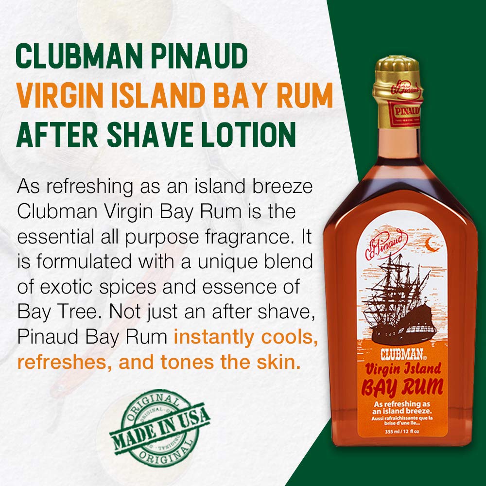 Clubman Pinaud masculine fragrance splash liquid formula details