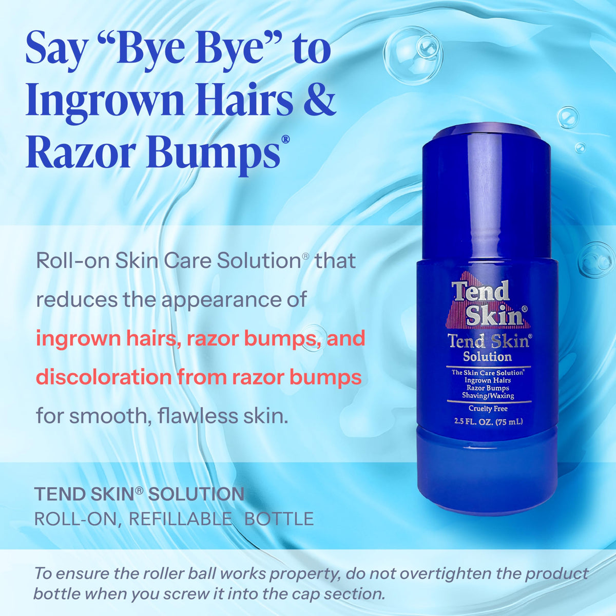 Tend Skin Ingrown Hair treatment toner bottle close up displaying the product name