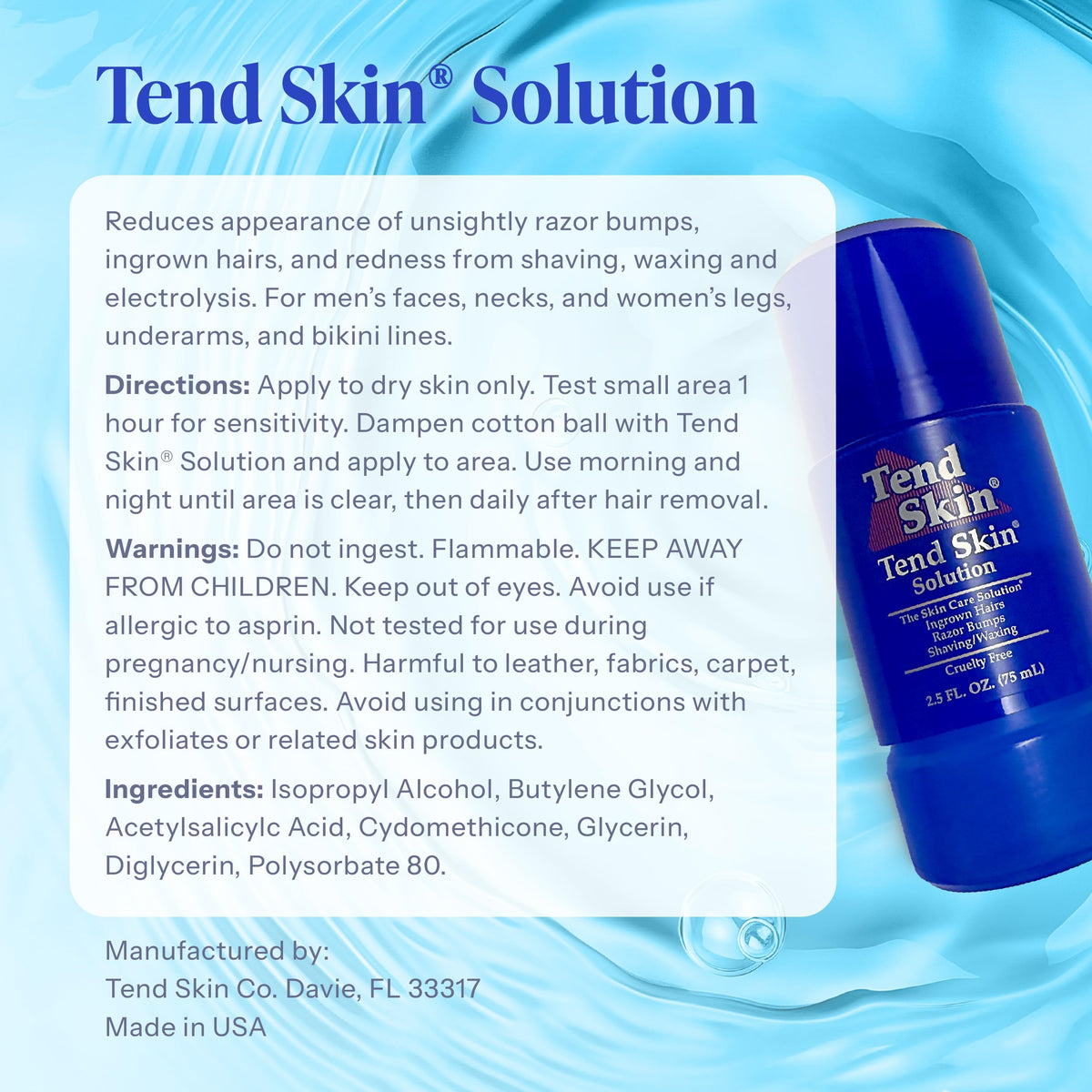 Tend Skin authentic USA personal care product for soothing post hair removal redness