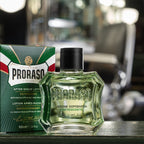 Natural botanical aftershave splash cooling menthol liquid close up