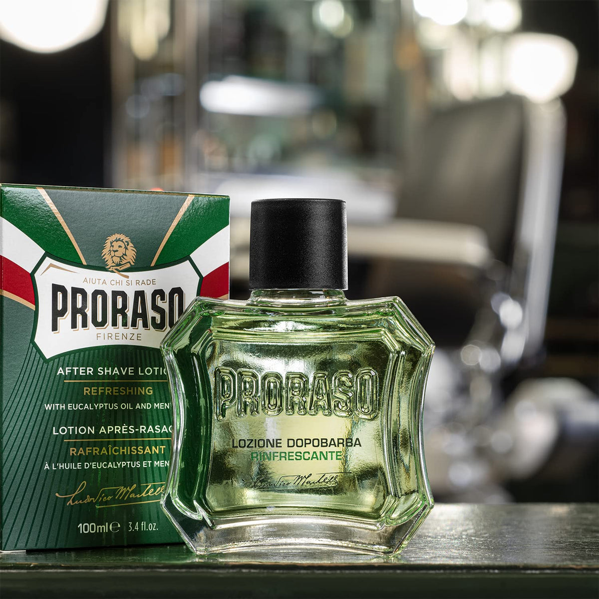 Natural botanical aftershave splash cooling menthol liquid close up