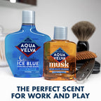 Aqua Velva aquatic fragrance men aftershave lotion container on plain background