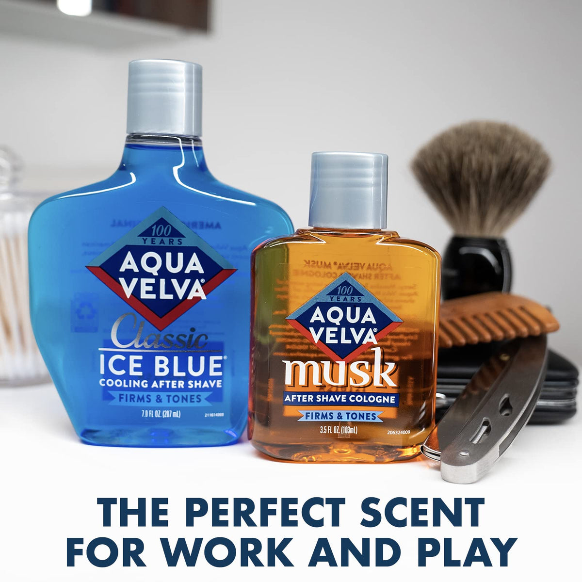 Aqua Velva aquatic fragrance men aftershave lotion container on plain background