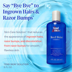 Back label of Tend Skin toner detailing ingredients and directions for ingrown hair prevention
