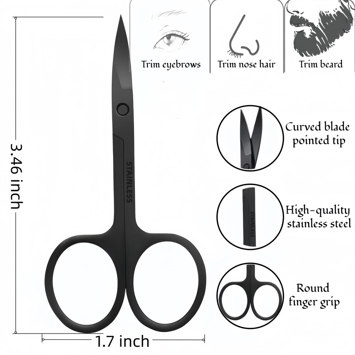 Megan stainless steel beard scissors and barber pencil layout