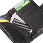 AhfuLife everyday carry wallet comb sliding into a leather credit card slot