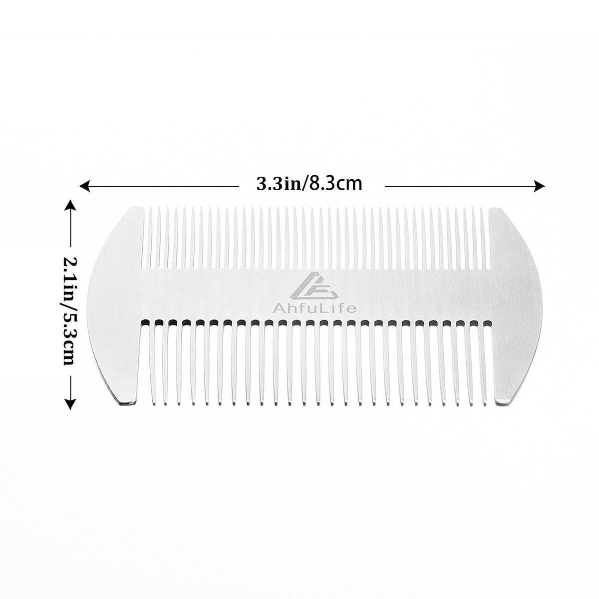 AhfuLife anti-static dual action beard comb fine and wide teeth close up
